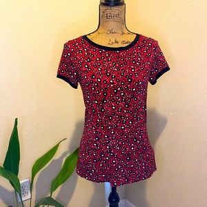 Red and black leopard print blouse